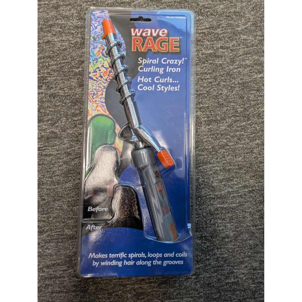 NEW Wave Rage Spiral Crazy Curling Iron Women's OS Grey WR003C 6 Inch Barrel